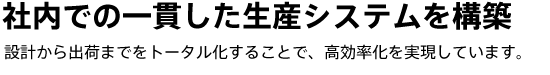 社内での一貫した生産システムを構築　設計から出荷までをトータル化することで、高効率化を実現しています。
